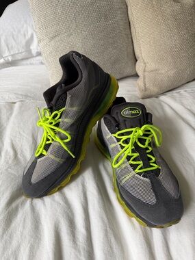Nike Men’s Air Max Sneakers - Gray and Neon Green